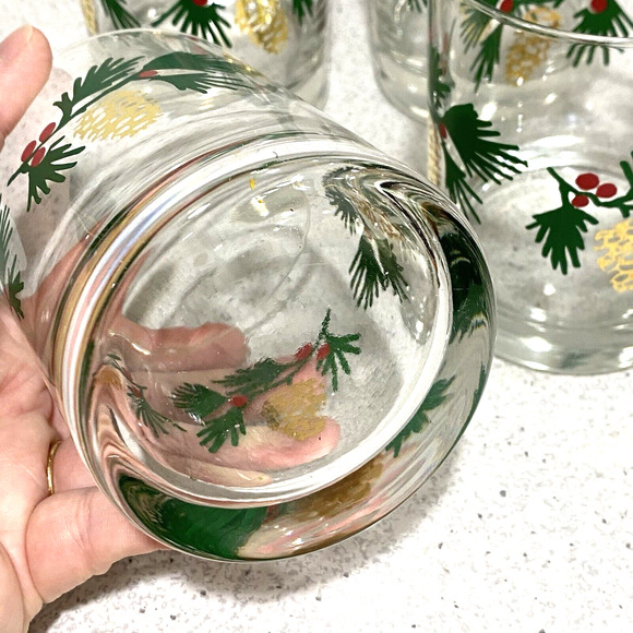 Crate & Barrel Pine Cone Double Old Fashioned Whiskey Drink Glasses Set of 4 - Picture 6 of 8